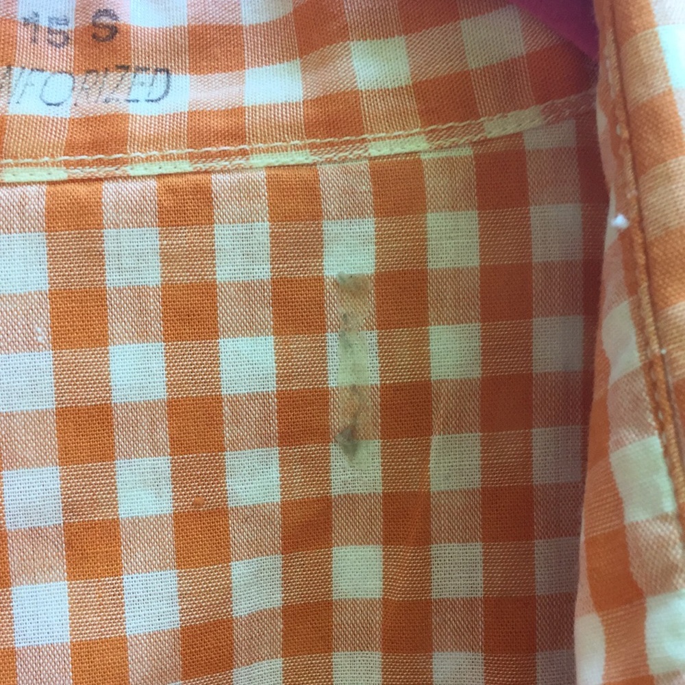 Unisex Vintage Orange/White Gingham Western Shirt - Picture 7 of 8